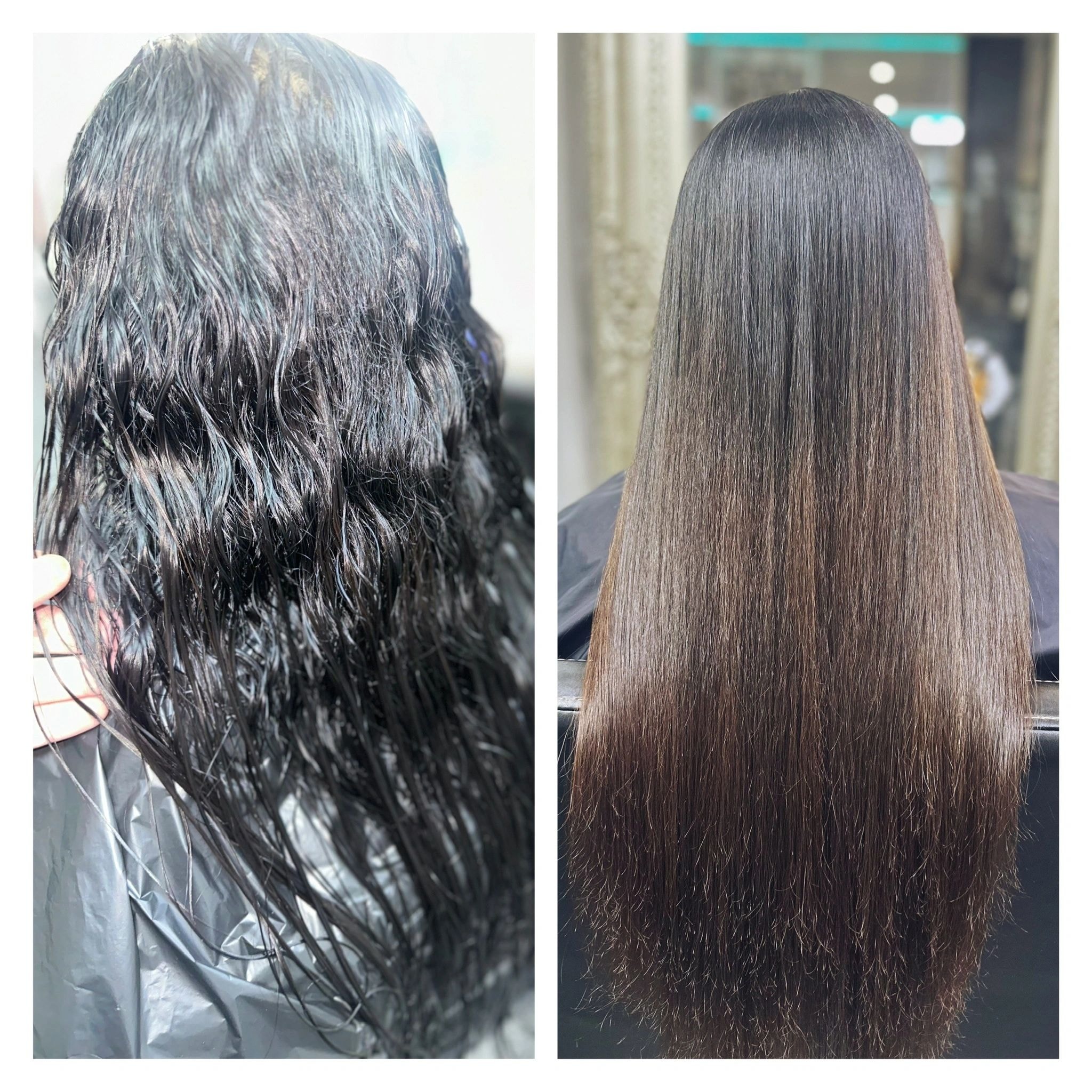 Hair transformation — keratin treatment before and after