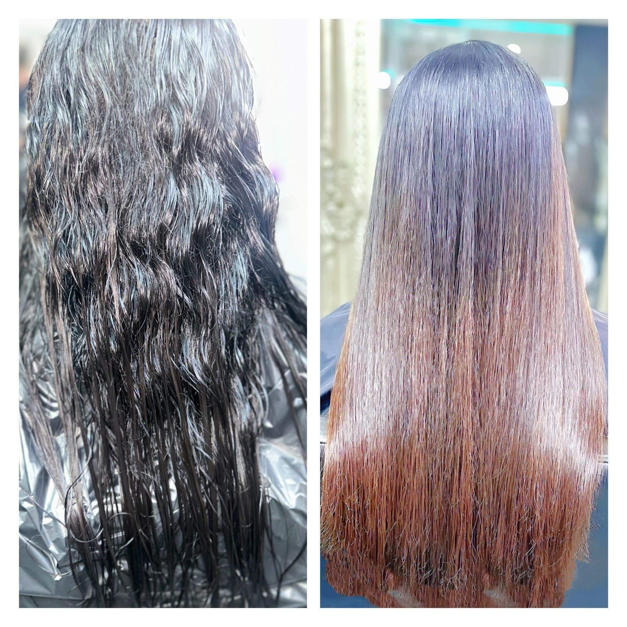 Hair transformation — keratin copper result