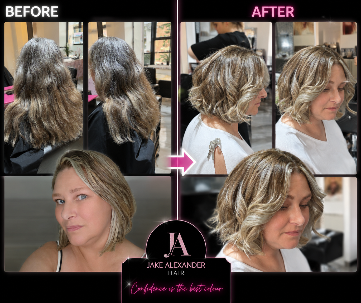 Hair transformation — blonde before and after colour correction